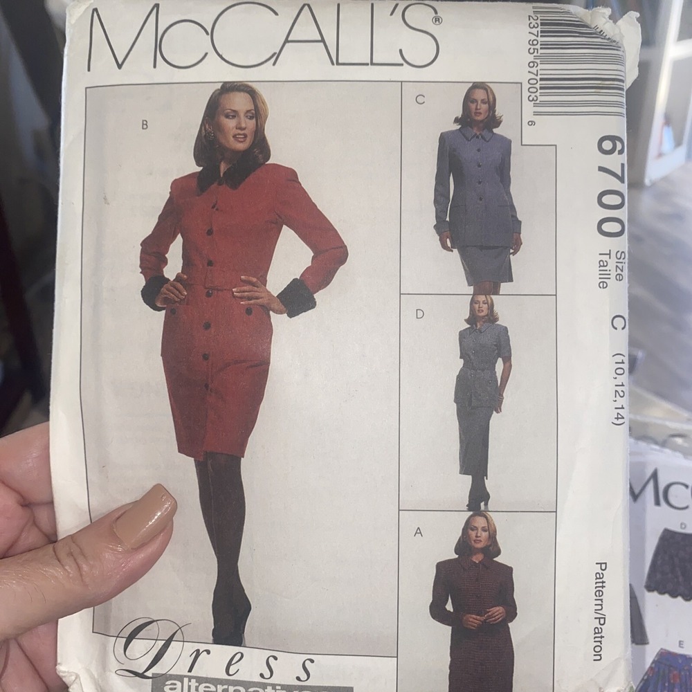 McCALLs pattern 6700 dress jacket skirt suit belt SZ 10 12 14 unused uncut